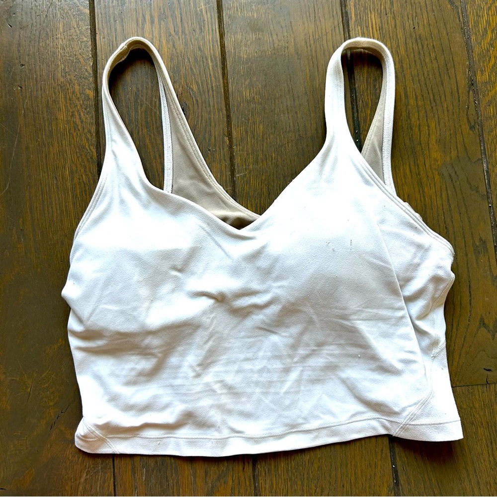 White Lululemon Align Tank Size 8 V-Neck Built in Padding Yoga Pilates